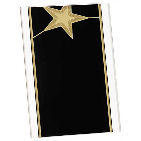 Picture of 5 x 7 Black/Gold Star Acrylic Stand Up Plaque with Easel