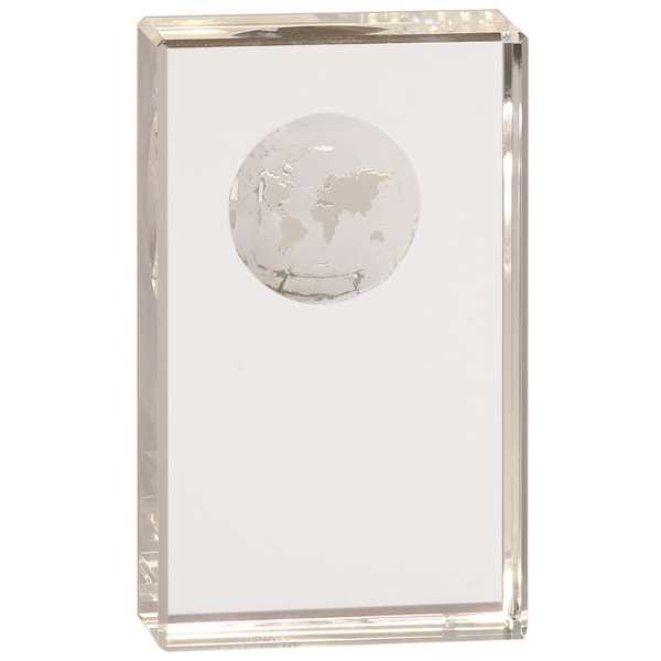 Picture of 5" Clear Crystal Rectangle with Globe Etching