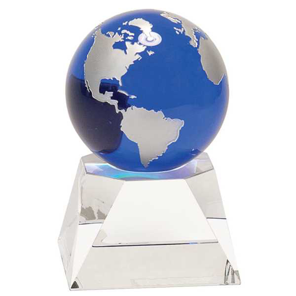 Picture of 5" Blue Crystal Globe on Clear Crystal Base