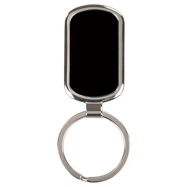Picture of 1 1/8" x 1 7/8" Black Laserable Rectangle Keychain