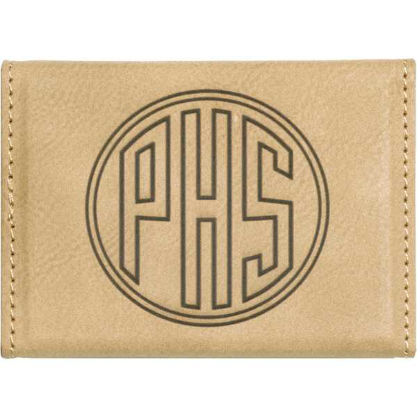 Picture of 3 3/4" x 2 3/4" Light Brown Laserable Leatherette Hard Business Card Holder