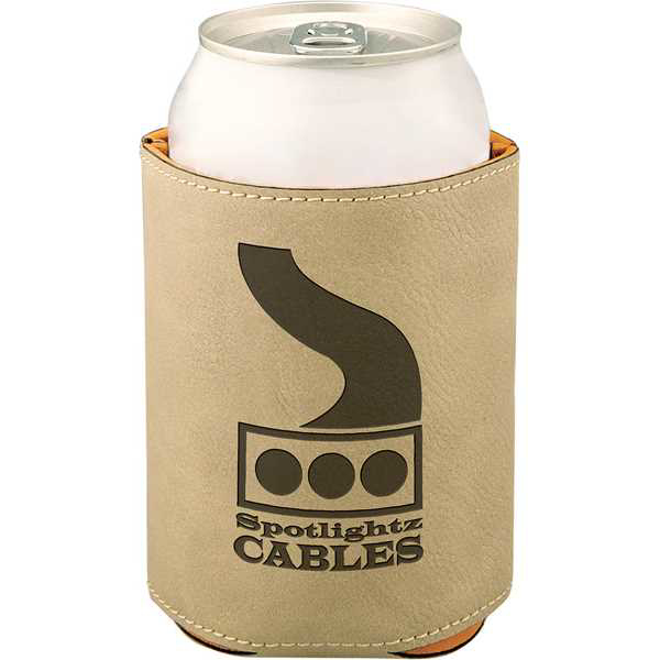 Picture of 3 3/4" Light Brown Laserable Leatherette Beverage Holder