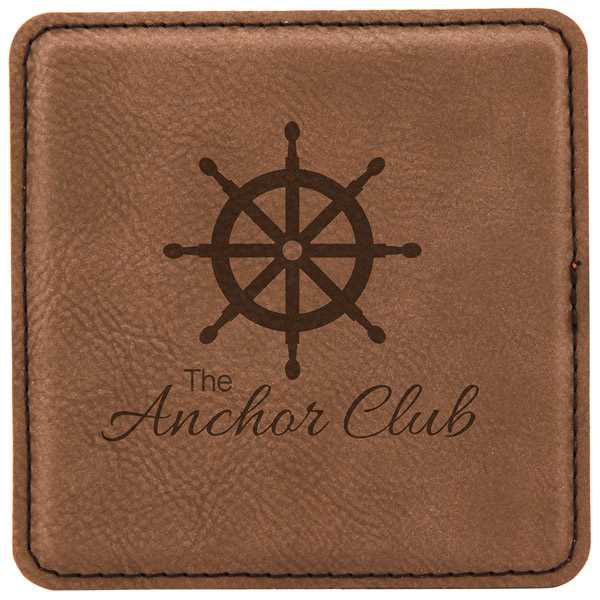 Picture of 4" x 4" Square Dark Brown Laserable Leatherette Coaster