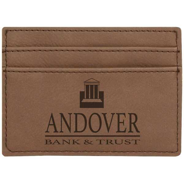 Picture of 4" x 2 3/4" Dark Brown Laserable Leatherette Wallet Clip