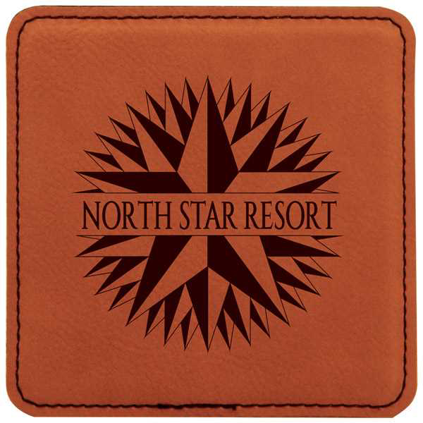 Picture of 4" x 4" Square Rawhide Laserable Leatherette Coaster