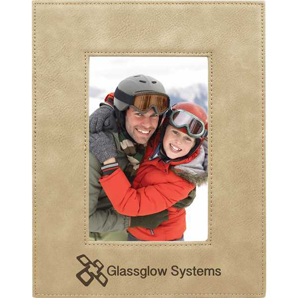 Picture of 4" x 6" Light Brown Laserable Leatherette Photo Frame