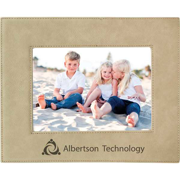 Picture of 5" x 7" Light Brown Laserable Leatherette Photo Frame