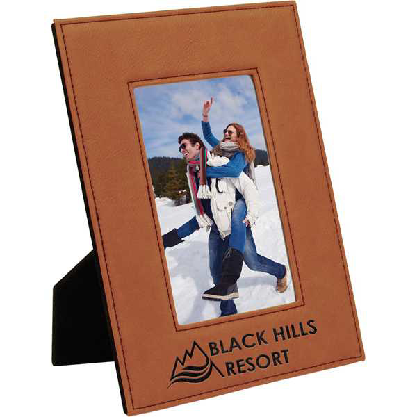 Picture of 4" x 6" Rawhide Laserable Leatherette Photo Frame