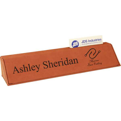 Picture of 10 1/2" Rawhide Laserable Leatherette Desk Wedge with Business Card Holder