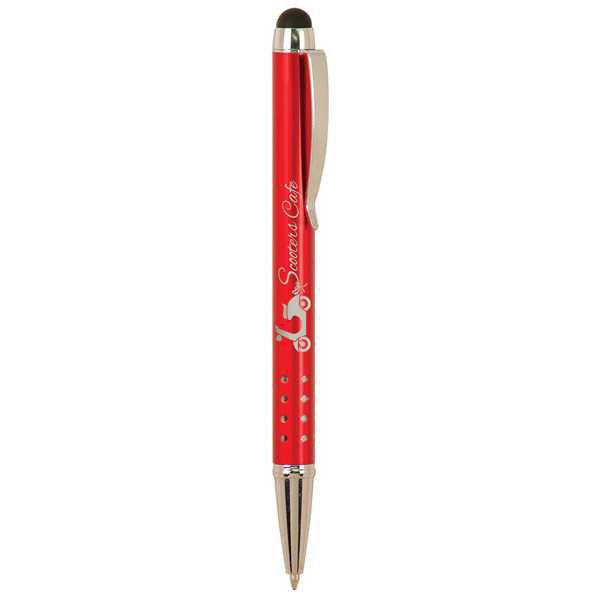 Picture of Red with Silver Trim Laserable Pen with Stylus