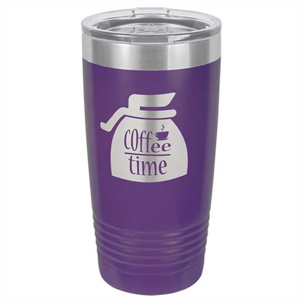 Picture of Polar Camel 20 oz. Purple Ringneck Vacuum Insulated Tumbler w/Clear Lid