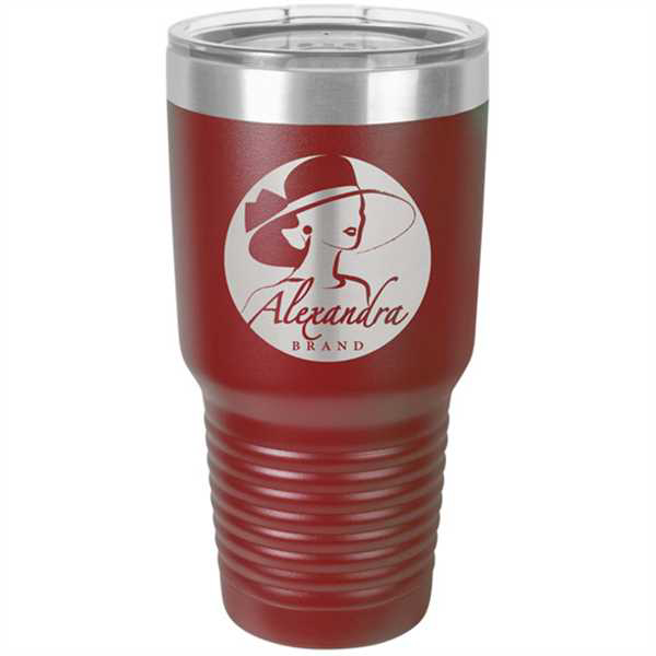 Picture of Polar Camel 30 oz. Maroon Ringneck Vacuum Insulated Tumbler w/Clear Lid