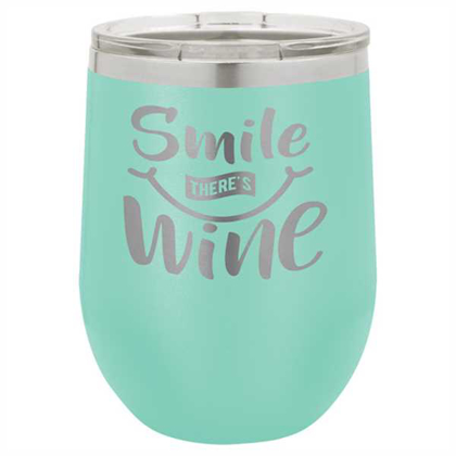 Picture of Polar Camel 12 oz. Matte Teal Vacuum Insulated Stemless Wine Glass w/Lid