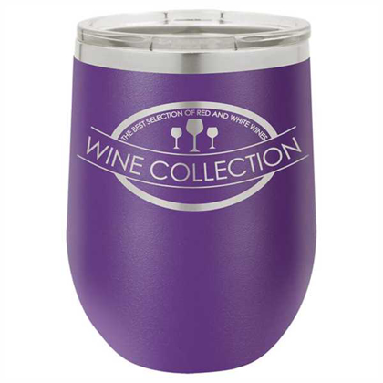 Picture of Polar Camel 12 oz. Matte Purple Vacuum Insulated Stemless Wine Glass w/Lid