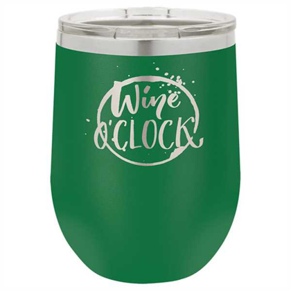 Picture of Polar Camel 12 oz. Matte Green Vacuum Insulated Stemless Wine Glass w/Lid