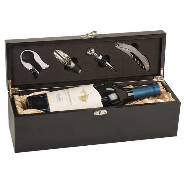 Picture of Matte Black Finish Single Wine Box with Tools