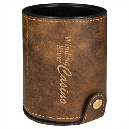 Picture of Rustic/Gold Laserable Leatherette Dice Cup with 5 Dice