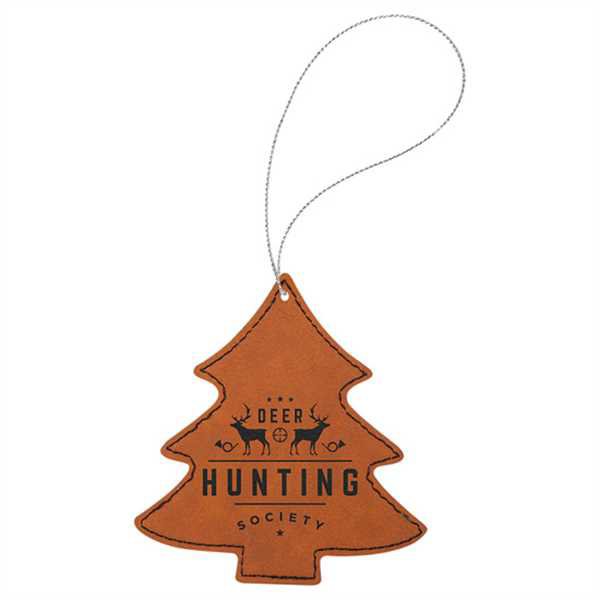 Picture of Rawhide Laserable Leatherette Tree Ornament with Gold String