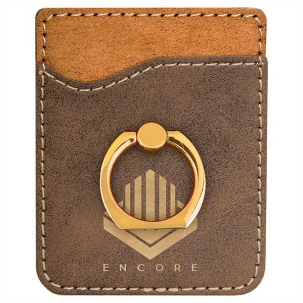 Picture of Rustic/Gold Laserable Leatherette Phone Wallet with Gold Ring
