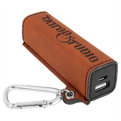 Picture of Rawhide Laserable Leatherette 200 mAh Power Bank with USB Cord