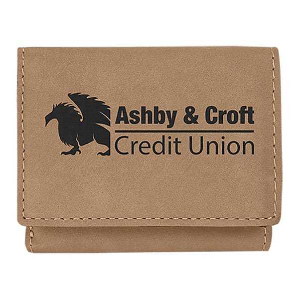Picture of 3" x 4" Light Brown Laserable Leatherette Trifold Wallet