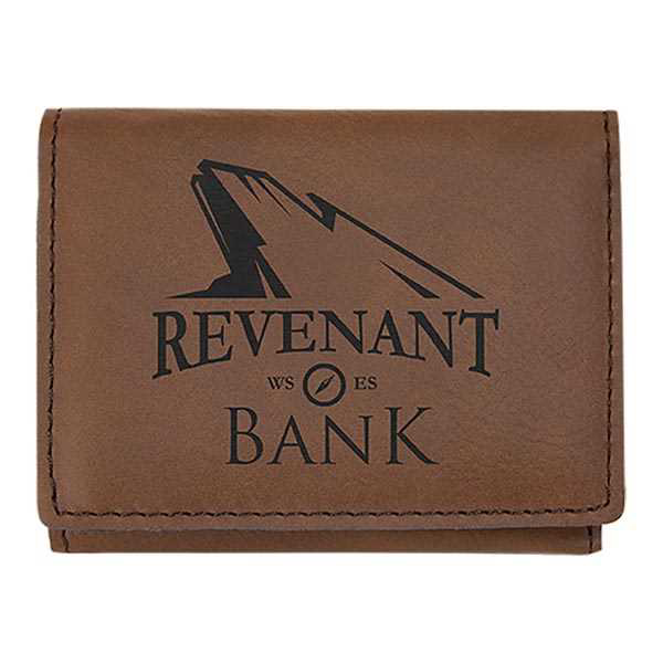 Picture of 3" x 4" Dark Brown Laserable Leatherette Trifold Wallet