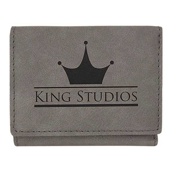 Picture of 3" x 4" Gray Laserable Leatherette Trifold Wallet