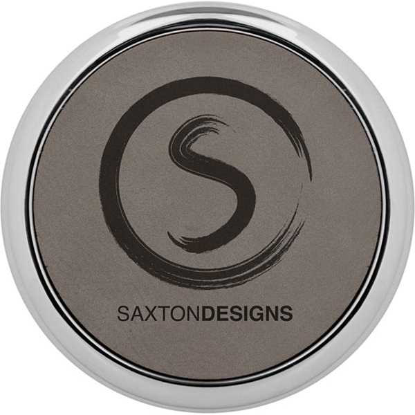 Picture of 3 5/8" Round Gray Laserable Leatherette Coaster w/ Silver Edge