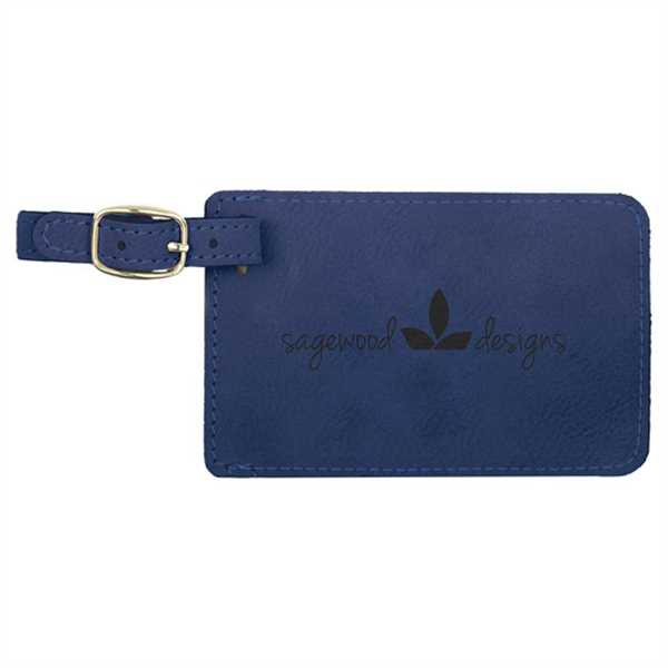 Picture of 4 1/4" x 2 3/4" Blue Laserable Leatherette Luggage Tag