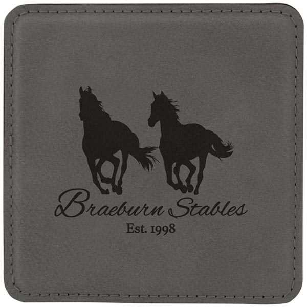 Picture of 4" x 4" Square Gray Laserable Leatherette Coaster