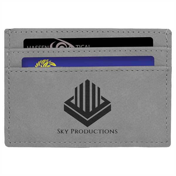 Picture of 4" x 2 3/4" Gray Laserable Leatherette Wallet Clip