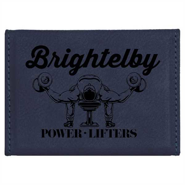 Picture of 3 3/4" x 2 3/4" Blue Laserable Leatherette Hard Business Card Holder