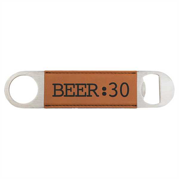 Picture of 1 1/2" x 7" Rawhide Laserable Leatherette Bottle Opener