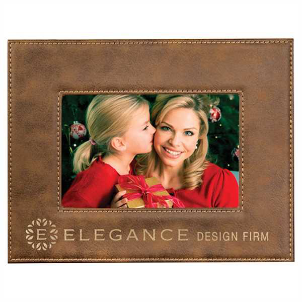 Picture of 4" x 6" Rustic/Gold Laserable Leatherette Photo Frame