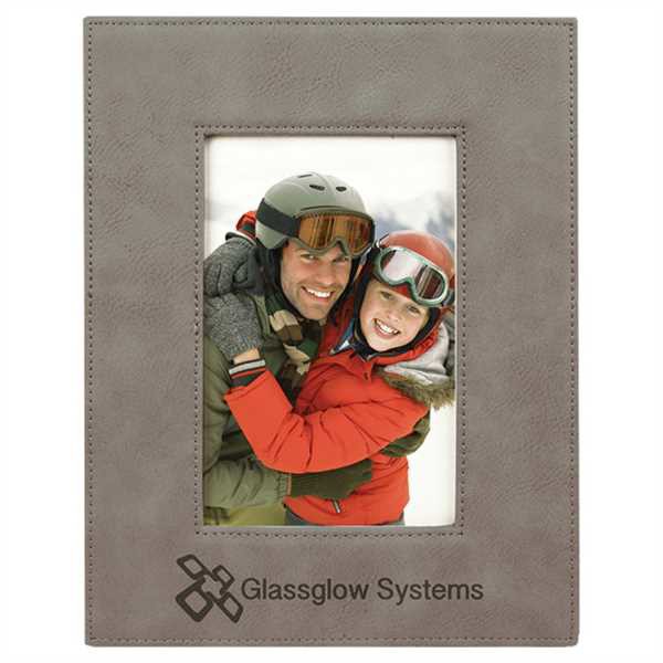 Picture of 4" x 6" Gray Laserable Leatherette Photo Frame