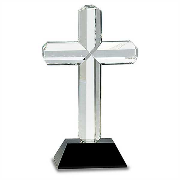 Picture of 8 1/2" Crystal Cross on Black Pedestal Base