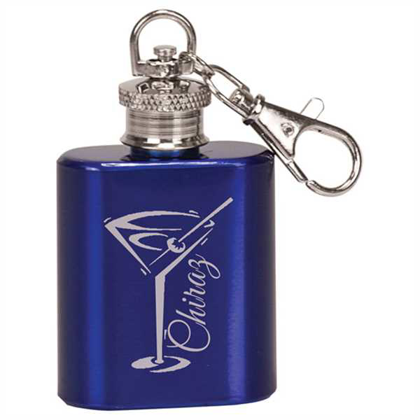 Picture of 1 oz. Gloss Blue Flask Keychain