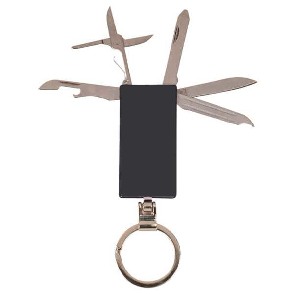 Picture of 2 1/8" Black Rectangular 6-Function Keychain