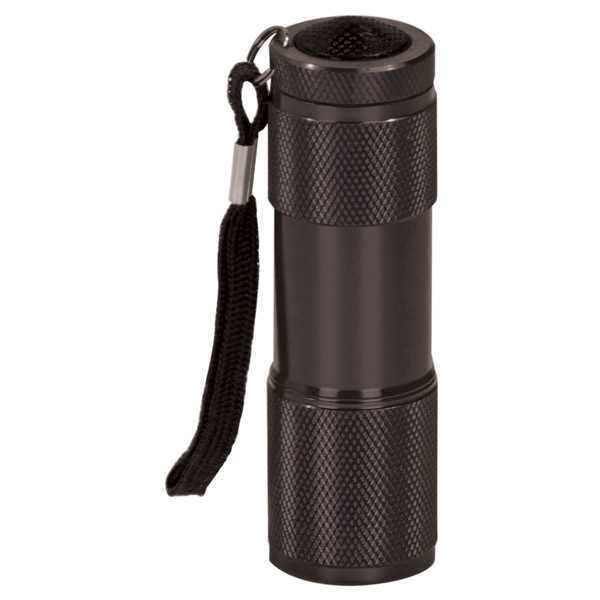 Picture of 3 3/8" Black 9-LED Laserable Flashlight with Strap