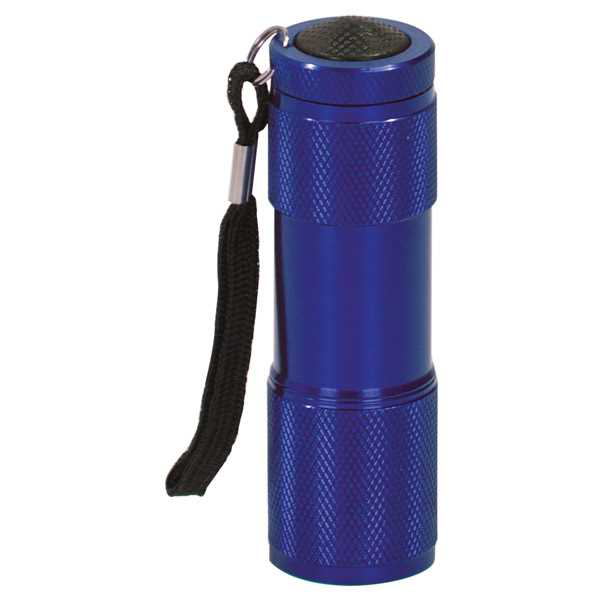 Picture of 3 3/8" Blue 9-LED Laserable Flashlight with Strap