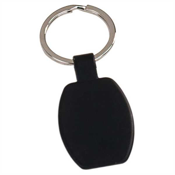 Picture of 1 5/8" Black Laserable Rectangle Keychain