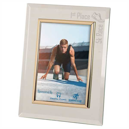 Picture of 5" x 7" Clear Glass Mirror Picture Frame with Gold Trim