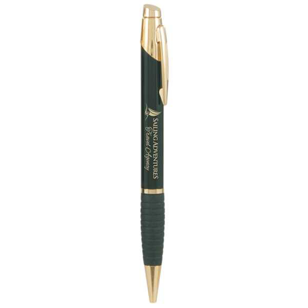 Picture of Gloss Black Brass Ballpoint Pen with Gripper