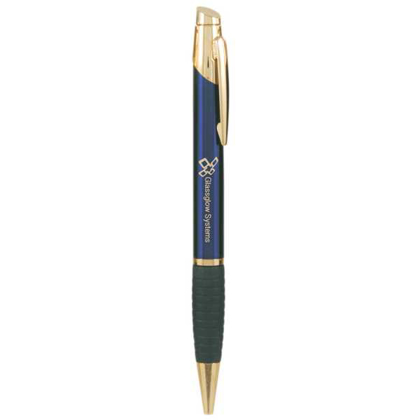 Picture of Gloss Blue Brass Ballpoint Pen with Gripper