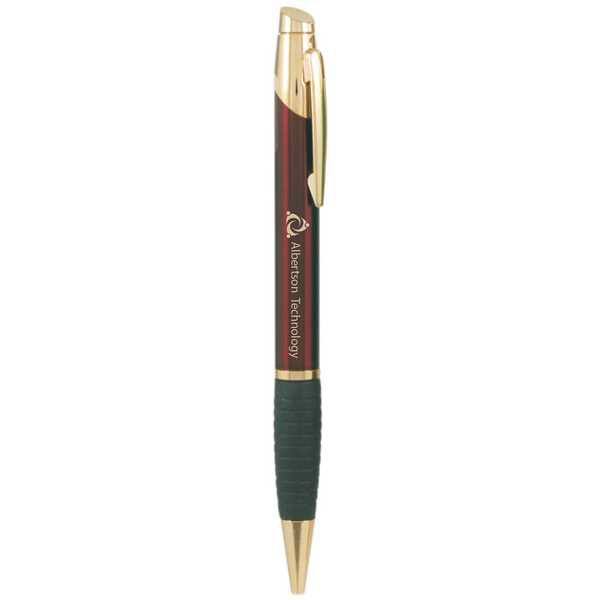 Picture of Gloss Burgundy Brass Ballpoint Pen with Gripper