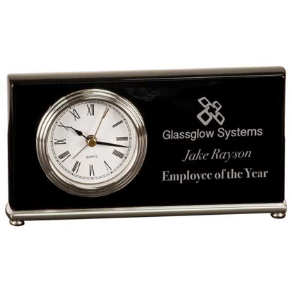 Picture of 7 1/2" x 4" Black Piano Finish Horizontal Desk Clock