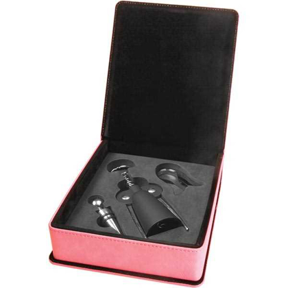 Picture of Pink Laserable Leatherette 3-Piece Wine Tool Gift Set