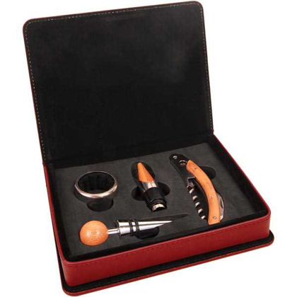 Picture of Rose Laserable Leatherette 4-Piece Wine Tool Set