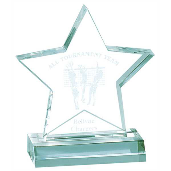 Picture of 5" x 5" Jade Star Acrylic Award with 4" Base