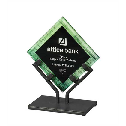 Picture of 7 1/2" Green Galaxy Acrylic Plaque with Iron Stand